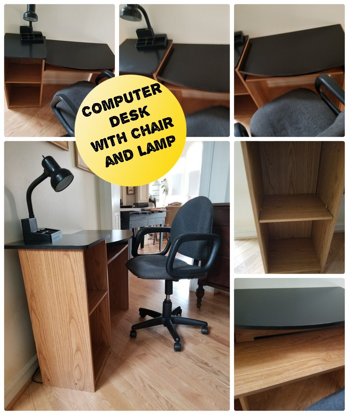 Computer desk with Chair and lamp