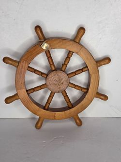Nautical Handcrafted Wooden Ship Wheel Home Wall Decor 7 Inch Natural Coastal