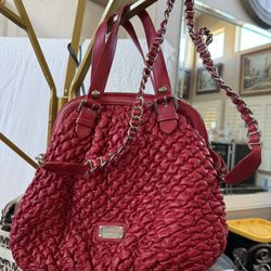 Authentic Moschino Large Red Quilted Leather Puffer Bag 