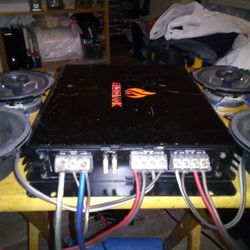 Audio Bank P-1400.4 4 Channel Stereo Amplifier 1400 Watts Peak Power 2 Ohms 4 Ohms And Bridged 