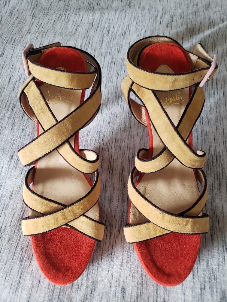 Christian Louboutin Multicolor Strappy Suede Sandals