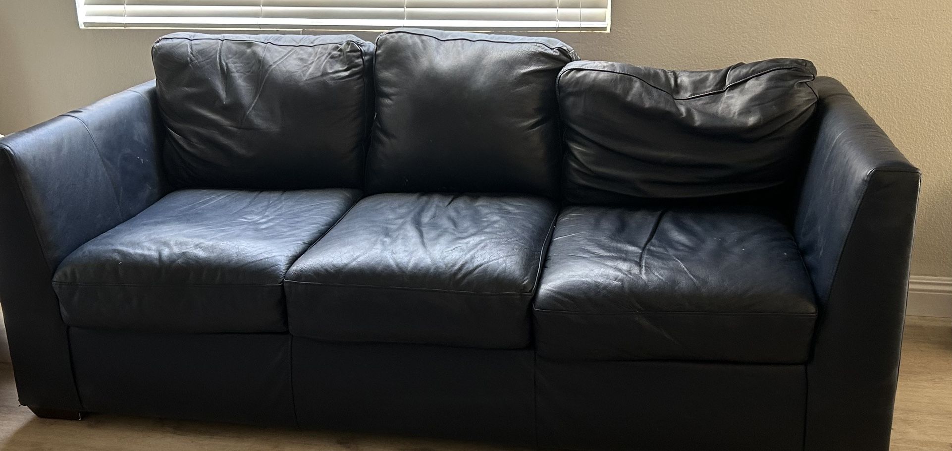 FREE!!! Macy’s Radley 86” Navy Blue Leather Couch