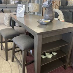 DINING TABLE WITH STORAGE 4 STOOLS