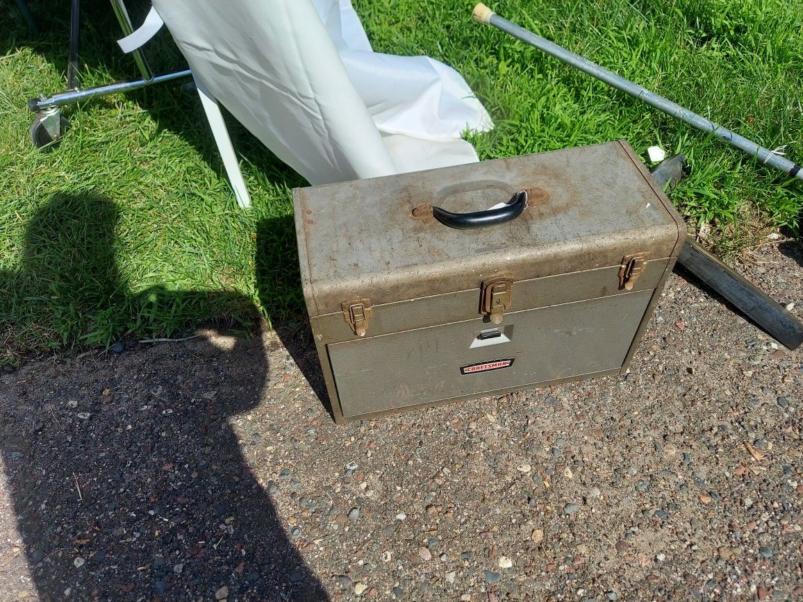 Metal Grey Tool Box Vintage 