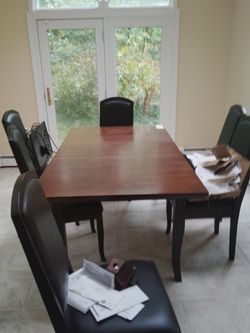 Cherry Wood 7 Piece Dining Set With Folding https://offerup.com/redirect/?o=TGVhZi5CRVNU OFFER TAKES IT!!!!
