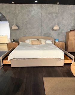 Crate & Barrel Inspired Bed | Reclaimed Linen | Storage Drawers