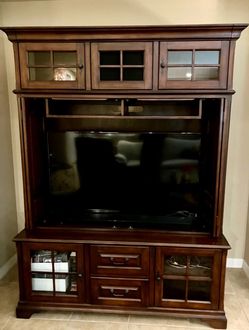 Solid wood entertainment cabinet