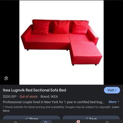 FREE!!!  IKEA Lugnvik Red Sectional Sofa Bed