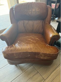 **FREE** brown leather nailhead chair