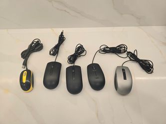 Lot of 5 Wired Computer Mice - Dell and Others