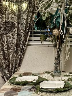 Curtains And Lampshades Blue Brown
