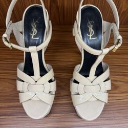 Saint Laurent  105MM Patent Leather Platform Sandals