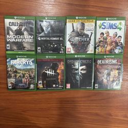 XBOX ONE GAMES LOT OF 8 COD MODERN WARFARE , DEAD BY DAY, DISHONERED, DBD ETC