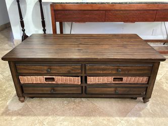 COFFEE TABLE - PULL UP TO OPEN  TO A DESK