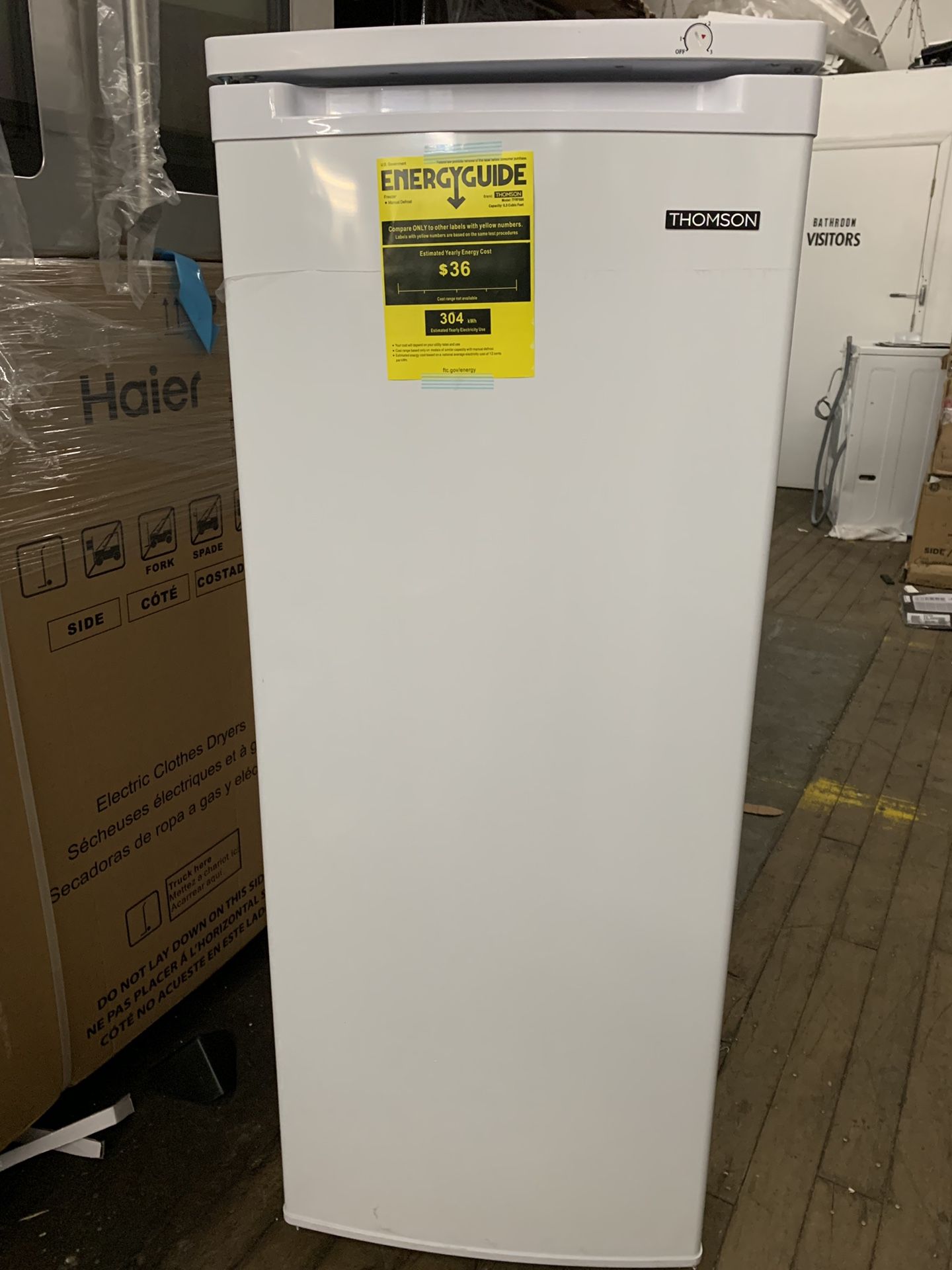 Thomson 6.5 cu upright freezer new in box in white 180 negotiable for
