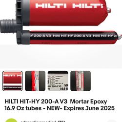 17 Pcs Pack HILTI HIT-HY 200-A V3 Mortar Epoxy 16.9 Oz tubes