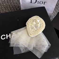 NEW Pear Rhinestone Chiffon Mesh Lace Brooch Pin Clothes Coat Hair Hat Dress Wedding Decoration Accessories 