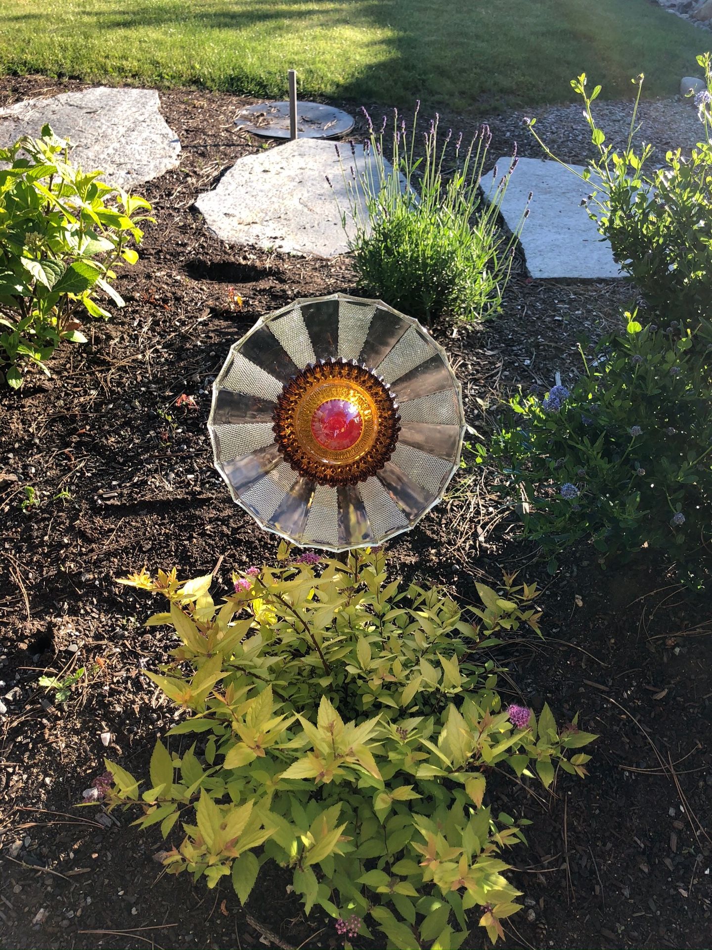 Glass plates flower garden art decoration