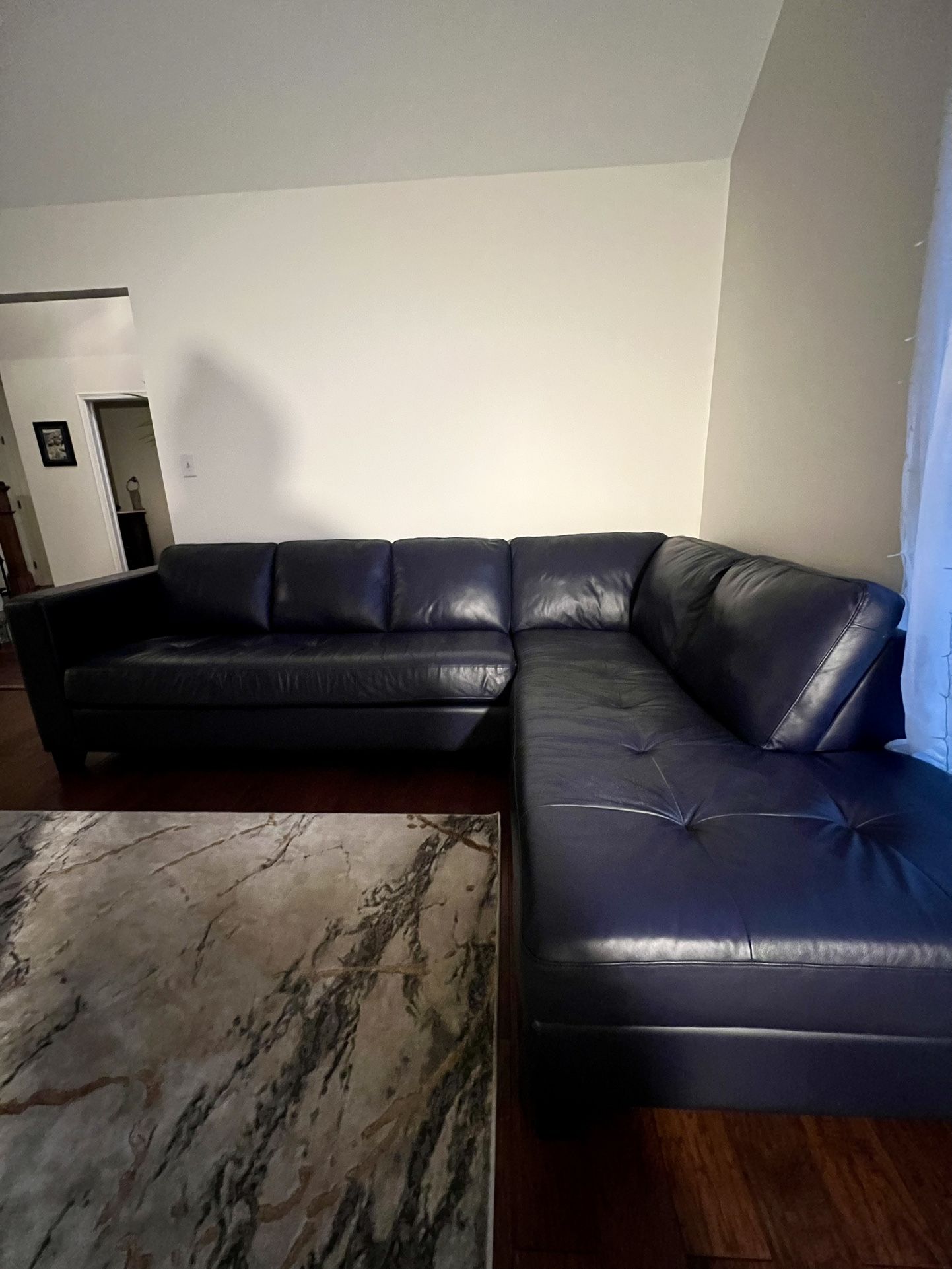 Leather navy Blue Sofa