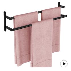 Double Towel Bar, 24Inch Towel Rack for Bathroom, Stainless Steel Double Bath Towel Bar, Wall Mounted Towel Holder, Double Towel Rod Towel Rail Hanger