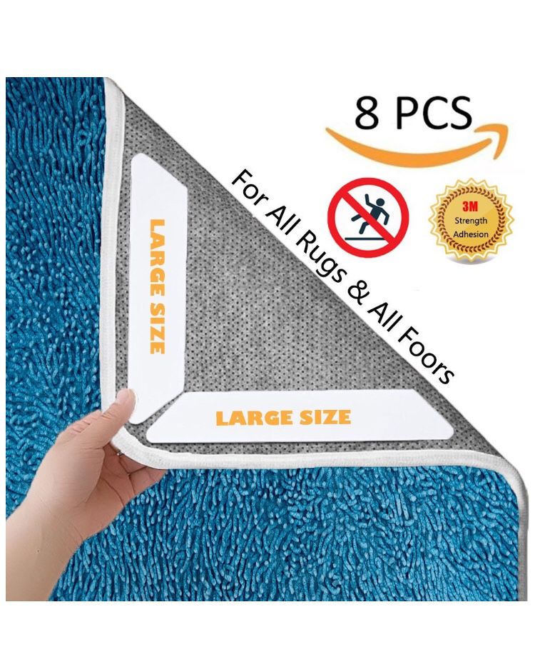 8 pcs Non Slip Rug Pad Premium Carpet tape with Renewable Gripper Tape