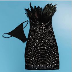 Rhinestone Mini Bodycon Dress