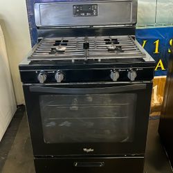 WHIRLPOOL GAS STOVE 30”WIDE IN BLACK 