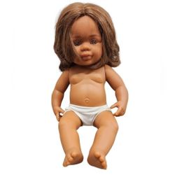 Miniland Baby Doll Brunette Brown Eyed Girl NWOT