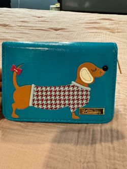Kukubird Blue Zip-Around Women's Wallet w/ Dachshund Dog, ID & Card Slots