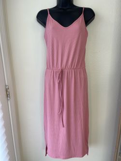 Women's Pink Ribbed Tank Midi Dress - Brand