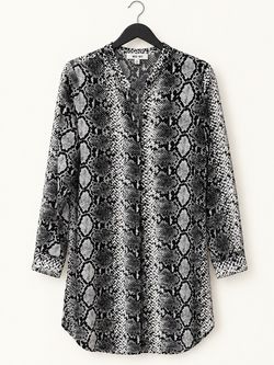 WD·NY Snake Print Long Sleeve Blouse