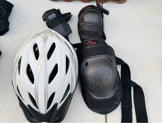 Bike helmet, wrist guards, elbow pads, and knee pads