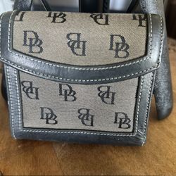 Vintage Dooney And Bourke Leather Monogram Canvas Bifold Wallet.