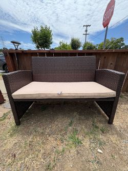 Outdoor patio wicker bench furniture