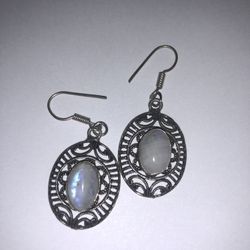 Moonstone And Abalone 925 Earrings