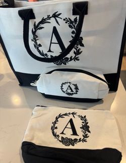 New set of 3  Tote Bags- Initial A