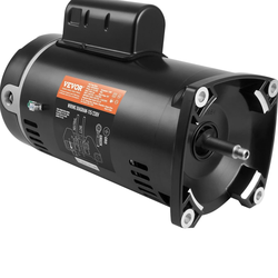 VEVOR 1 HP Pool Pump Motor, High Speed ​​3450 RPM, 115V (9.0 Amps) / 230V (4.5 Amps), 90μF/250V Capacitor, 1.25 SF, CCW Rotation, Square Flange Replac