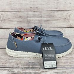 New Hey Dude Womens Wendy Sky Blue Comfortable Slip On Loafer Shoes Size 11