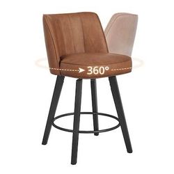 set of 1 Brown/Faux leather 26.2-in H Counter height Upholstered Swivel Wood Bar Stool