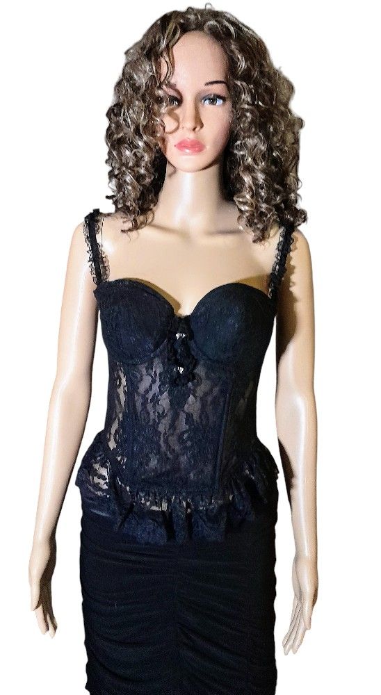 Black Lace Corset Top Women's Size 36C Medium