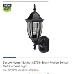 Outdoor Motion Light Fixture.    New