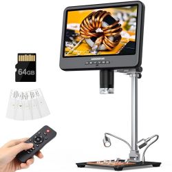 Andonstar 4K 30FPS Digital Microscope with 10.1#34 Screen, 3840P UHD Video Audio, Pro Boom Arm Stand for Soldering, Electronics Repair, Coin, AD208S-P