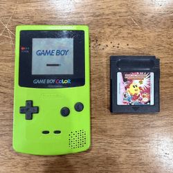 Nintendo Game Boy Color Kiwi Lime Green Handheld Console w/ Game