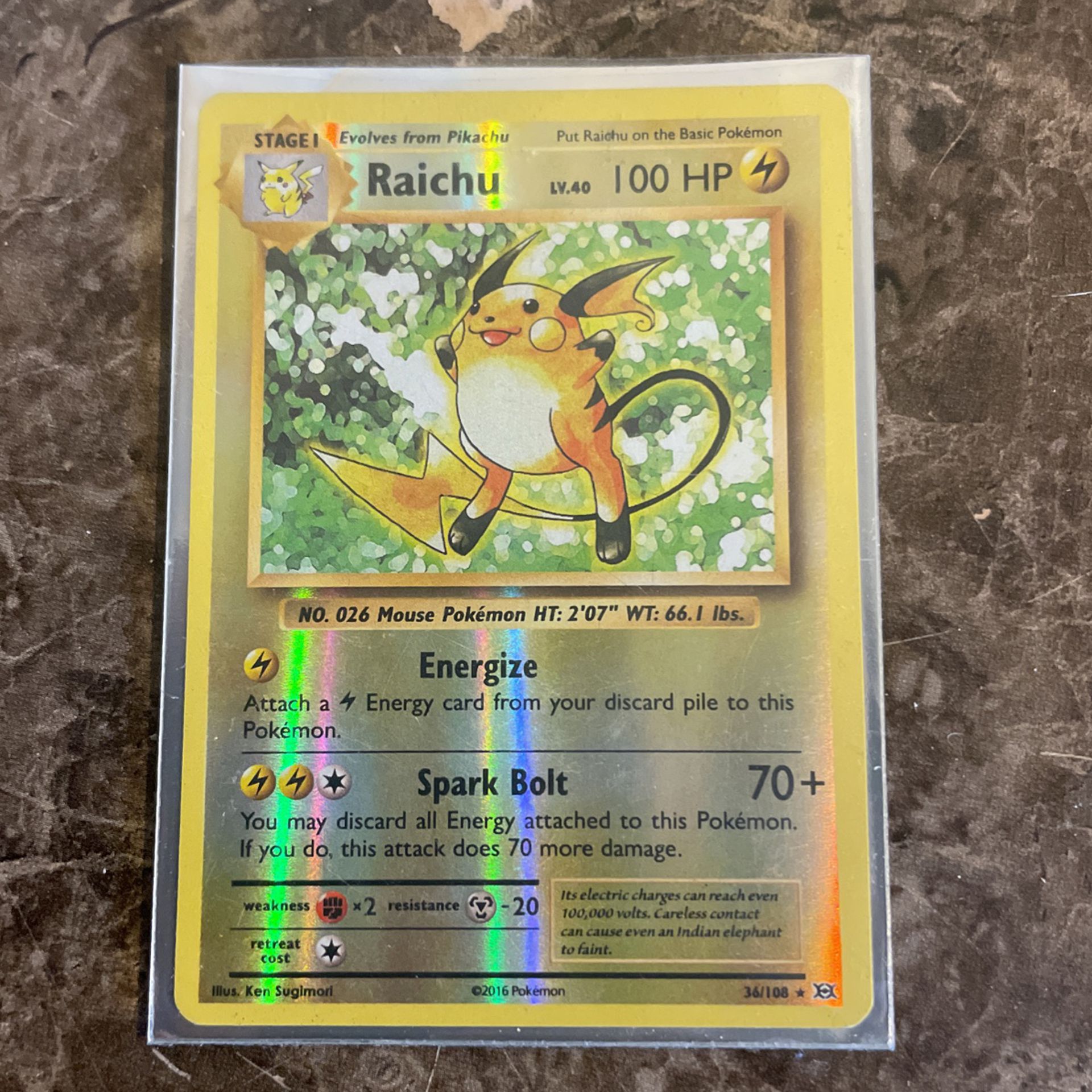 Raichu Pokémon Card Holographic Rare