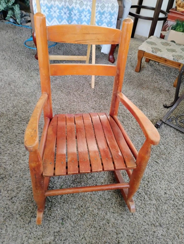 Child's Red Wood Rocker Chair