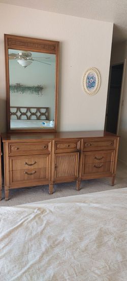 Vintage Wood Dresser Set with Mirror