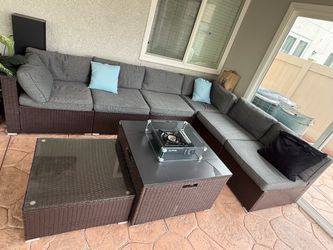 Just Outdoor furniture, not included the fire pit  table and the table an the side