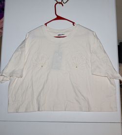 Future Collective Short Sleeve Seashell Beaded T-Shirt Size 1X NWT Oversized