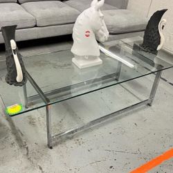 Mild Baugmann Style MCM Glass Coffee And End Table For Sale