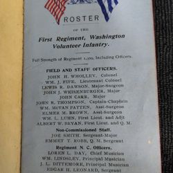 Rare 1898 Washington State First Regiment Volunteer Infantry Roster military book, 5x3"